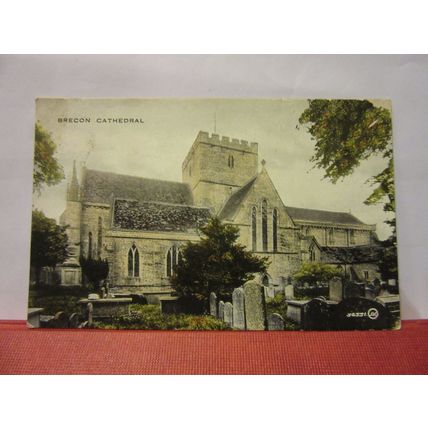 CATHEDRAL, BRECON, WALES used vintage postcard, by Valentine 1929 pm /