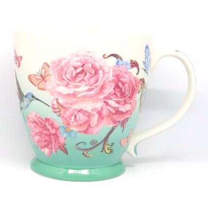 Oriental Blossom Fine China Mug with Pink Flowers and Butterfly Design 10 CM