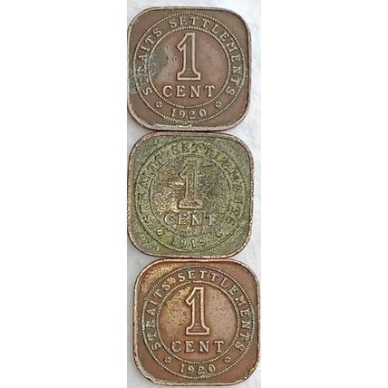 STRAITS SETTLEMENTS British Monarch KING GEORGE V 1919 & 1920