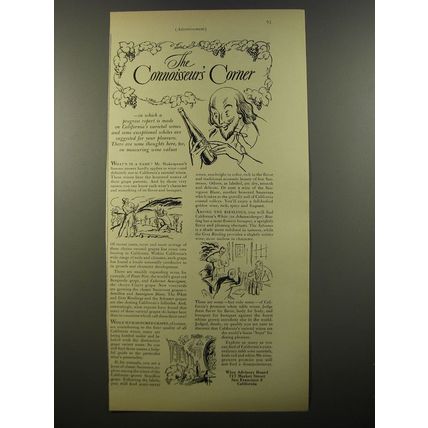 1954 Wine Advisory Board Ad - The connoisseur's corner