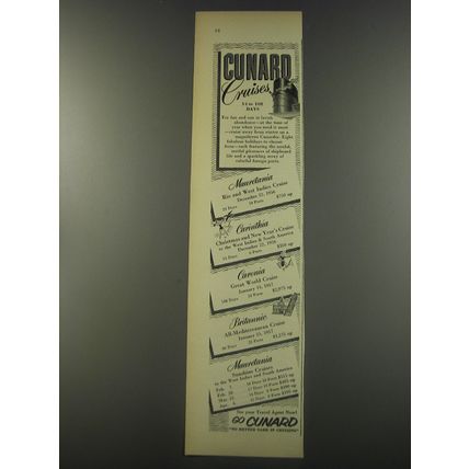 1956 Cunard Cruises Advertisement