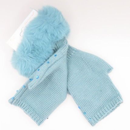 Teal Faux Fur Fingerless Gloves with Diamante Detail Clothing Winter Gift