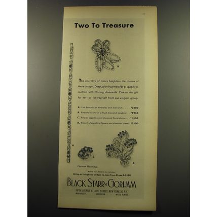 1959 Black Starr & Gorham Jewelry Advertisement - Two to treasure