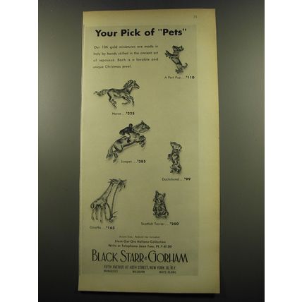 1959 Black Starr & Gorham Jewelry Advertisement - Your pick of pets