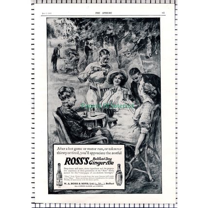 Ross's Belfast Dry Ginger Ale W A Ross & Sons - 1913 Large MAGAZINE ADVERT