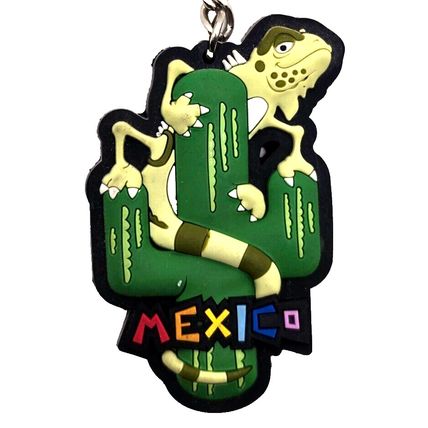 Mexico Cactus Iguana Souvenir Keychain Charm Fob Bag Purse Luggage
