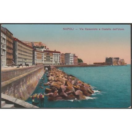 Via Caracciolo e Castello dell'Uovo, Napoli, c.1910 - Renzi Cartolina