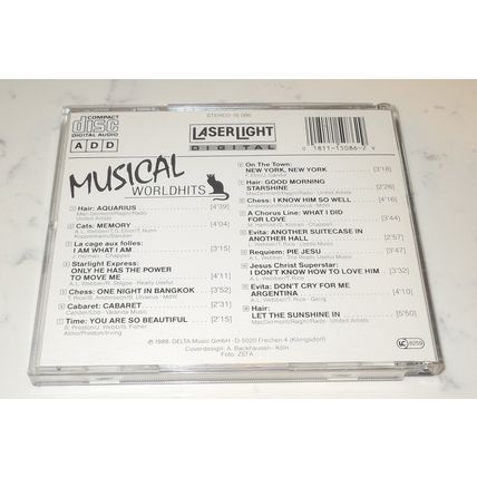 MUSICAL WORLD HITS (Music CD, 1988, Delta Music) Cats Hair Evita
