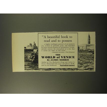 1960 Pantheon Book Advertisement - The World of Venice by James Morris