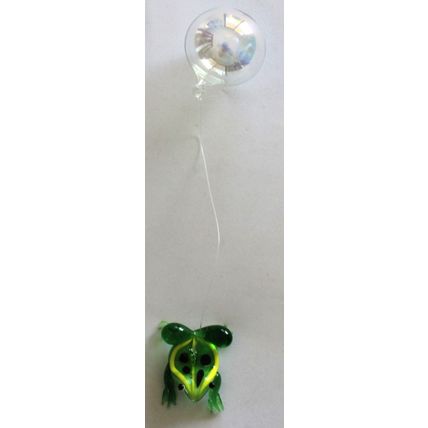 Vintage, ( 1970's) Hand Made, Art Glass Floating Green & Yellow Frog