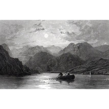 SECOND REACH, OF ULLSWATER 1858 James Sands - Thomas Allom ANTIQUE ENGRAVING