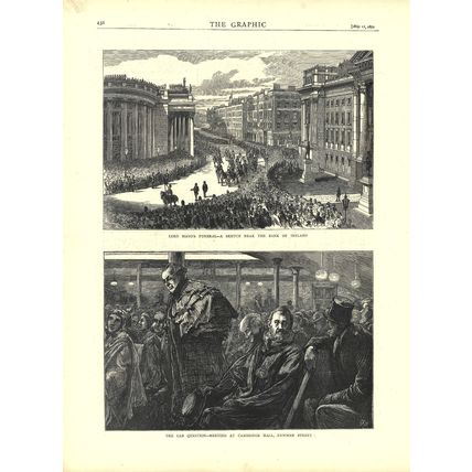 LORD MAYO’S FUNERAL - THE CAB QUESTION 1872 VICTORIAN ENGRAVINGS