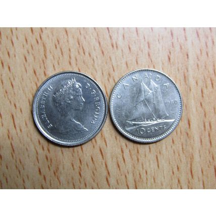 1980 Queen Elizabeth ll 10 Cents Canada Coin