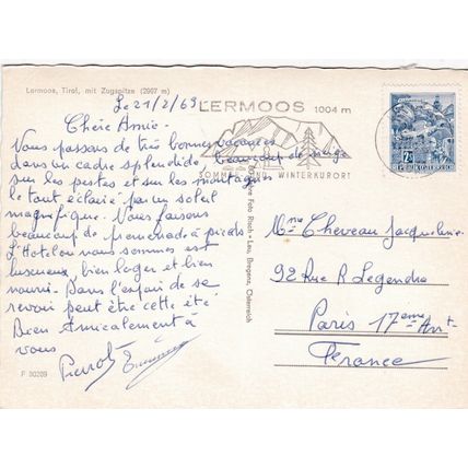 Lermoos Tirol Austria Postcard posted 1969 creased