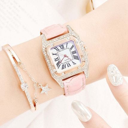 Women Fashion Tonneau Square Strap Quartz Watch, White, Red, Brown, Green, Black