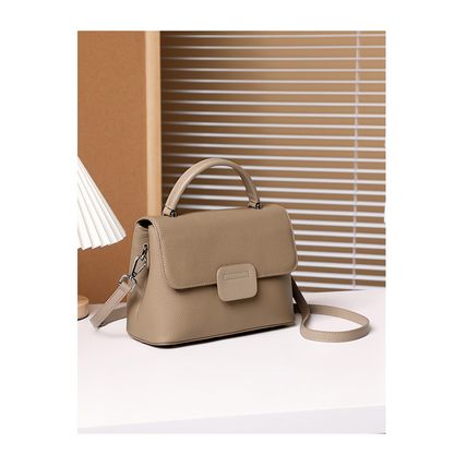 Genuine Leather Women Shoulder Handbags Beach Bag Grey