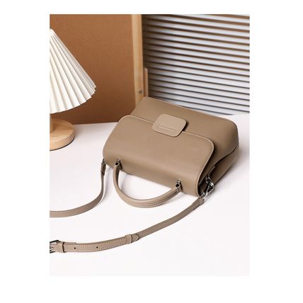 Genuine Leather Women Shoulder Handbags Beach Bag Grey