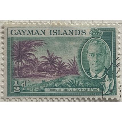 Cayman Islands KGVI 1950 ½d Coconut Grove Brac Used SG 136 Sc 123 stamp