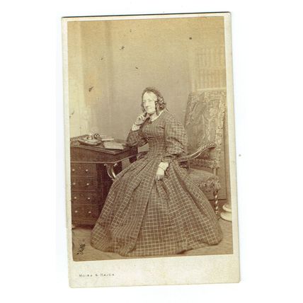 Victorian cdv photo lady seated checked dress London photographer