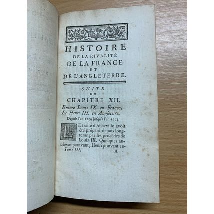 RARE* 1798 HISTOIRE DE LA RIVALITE FRANCE & ANGLETERRE VOL 3 ANTIQUE BOOK (P3)