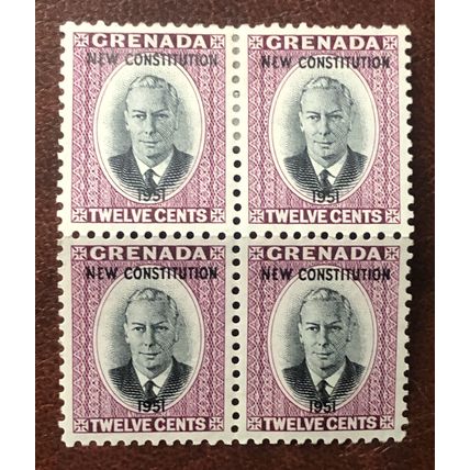 GRENADA 1951 SG 190 BLOCK OF 4 2UMM/ 2MM