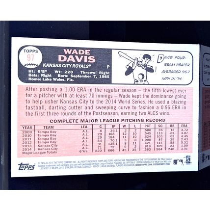 WADE DAVIS 2015 TOPPS HERITAGE BASEBALL CARD #97