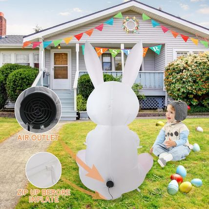 5FT Inflatable Bunny Decoration with Built-In LED Light, Easter Outdoor Yard Dec