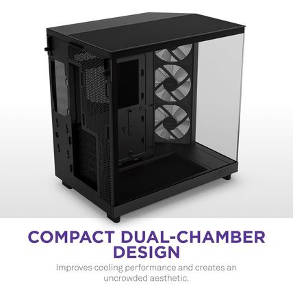 NZXT H6 Flow RGB Mid-Tower Airflow Case with 3 RGB Fans, Panoramic Glass Panels,