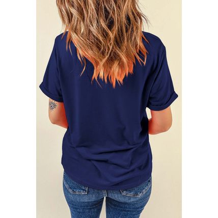 Blue Diverse Bowknot Print Independent Day Graphic Tee
