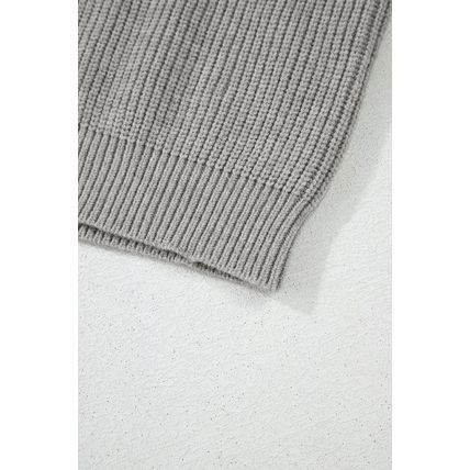 Philippine Gray Ribbed Knit Bow Front Buttoned Cardigan