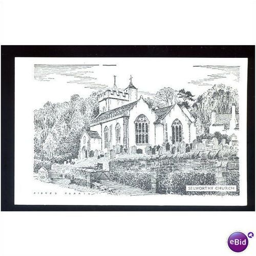 Somerset SELWORTHY Church Art Postcard by S.Perrin