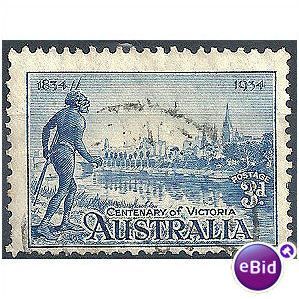 Australia 1934 SG148a 3d Blue Perf 11.5 Fine Used.