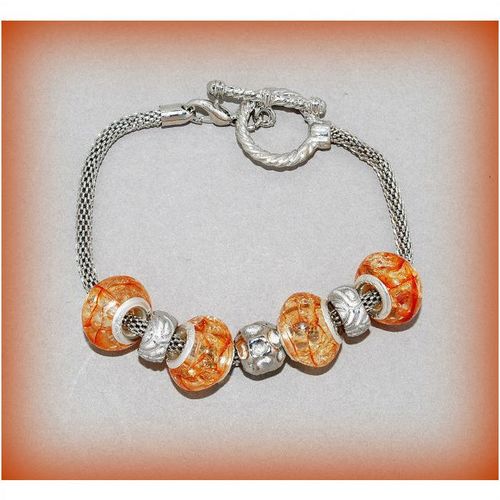 Summer Gift Charm Euro Beads Silver Tone Bracelet Bangle Jewellery 1689