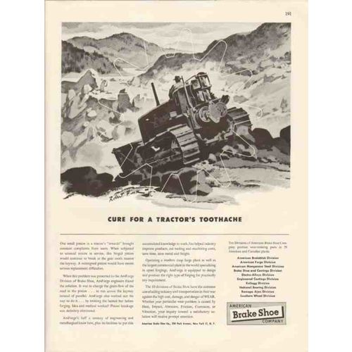american brake shoe company 1946 cure tractors toothache vintage ad