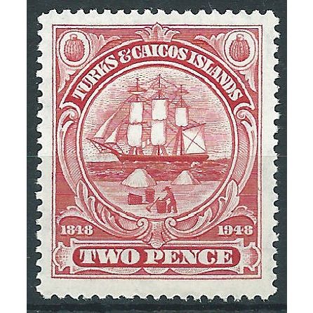 Turks & Caicos Islands 1948 SG211 2d Carmine Mounted Mint....