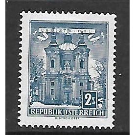 AUSTRIA 1957 BUILDINGS 2s BLUE CHRIST KINDL CHURCH SG 1309 M MINT