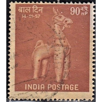 India, 1957 90np Toy Horse. SG 391 (Scott #294), postal use.