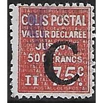 France Pa Mi 83: 75 c. orange-red Overprinted Parcel Stamp