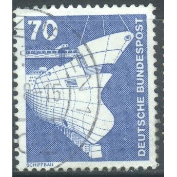 Germany 1975 - 70pf blue - Ship in dry dock - used