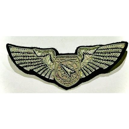 US AIR FORCE BATTLE MANAGER OFFICER PILOT CHEST WING SILVER BULLION 3" CP BRAND