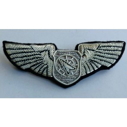 US AIR FORCE BATTLE MANAGER OFFICER PILOT CHEST WING SILVER BULLION 3" CP BRAND