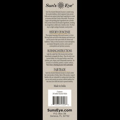 Amber, Ancient Elements, 20 Natural Incense Sticks, Sun's Eye