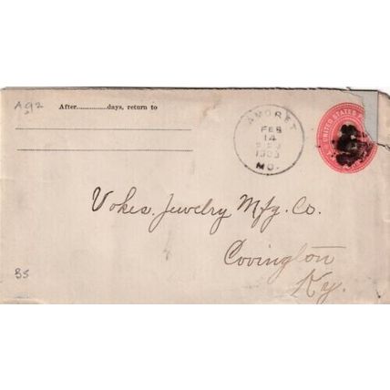 United States 1903 Amoret MO-Covington KY Cover Amoret cancel written