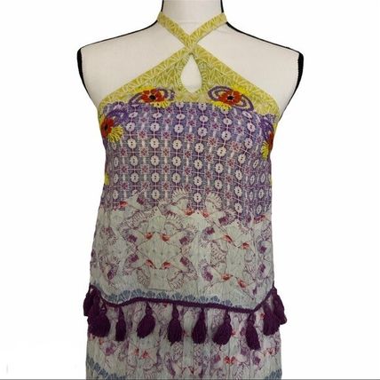 Raga Tropicbird Boho Tassel Halter Dress Women's XS Summer Beach Resort