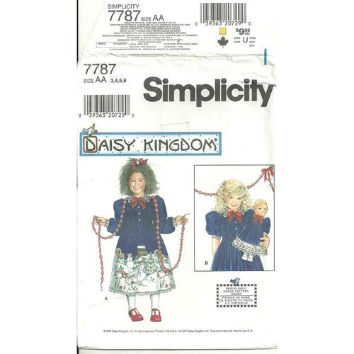 Simplicity 7787 Sewing Pattern Girls' & Doll Daisy Kingdom Dress size 3 4 5 6