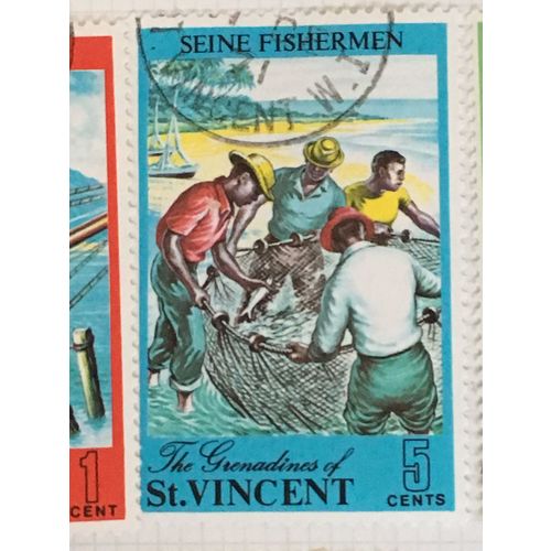 St Vincent 1971 Grenadines Tourism 5c Seine Fishermen Used SG 331 Sc 325 stamp