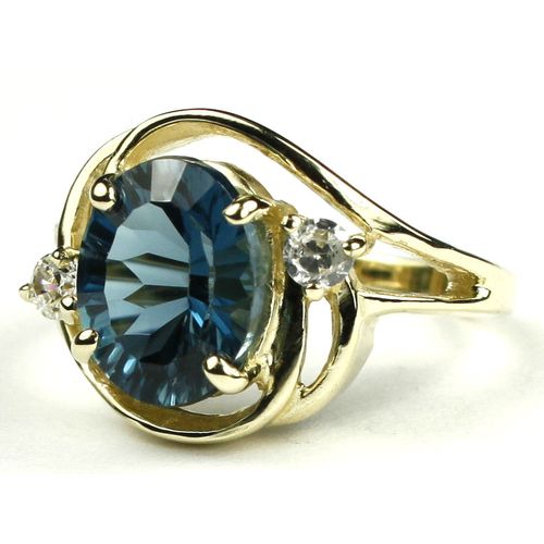 London Blue Topaz (Concave Cut), 10KY Gold Ring, R021