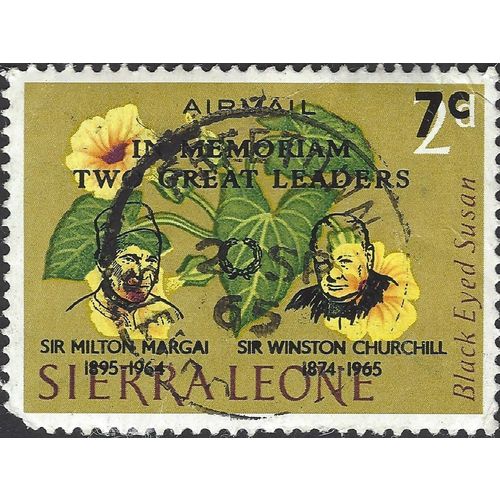 SIERRA LEONE, Sir Milton Margai & Sir Winston Churchill, o/p, olive 1965, 20c