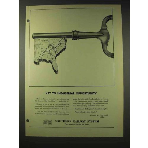 1948 Southern Railway Ad, Key to Industrial Opportunity