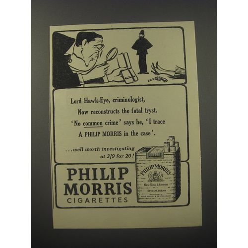 1954 Philip Morris Cigarettes Ad - Lord Hawk-Eye, criminologist